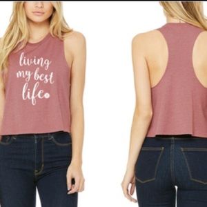 Pure Barre Living My Best Life Cropped Tank Top